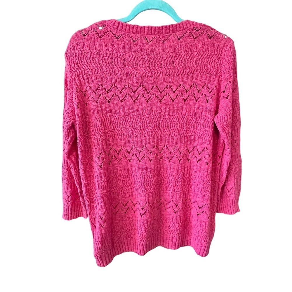🔴 5 for $40 SALE! 
Jones New York Hot Pink Crew Neck Loose Knit Sweater sz XL - Picture 11 of 12